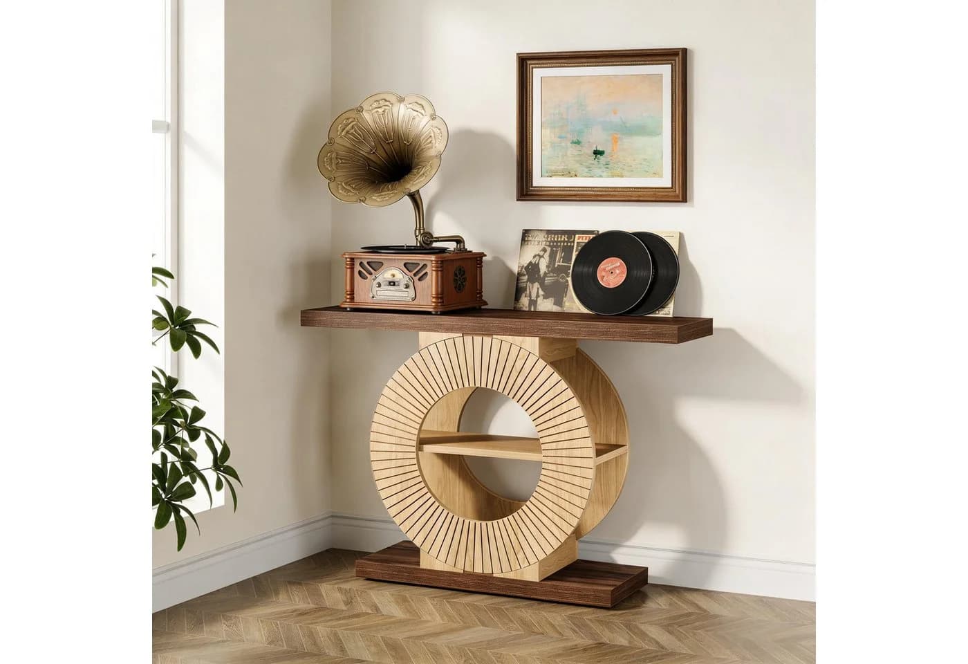 Celya Konsolentisch 100cm Braun mit offenen Regalböden - Bild 4