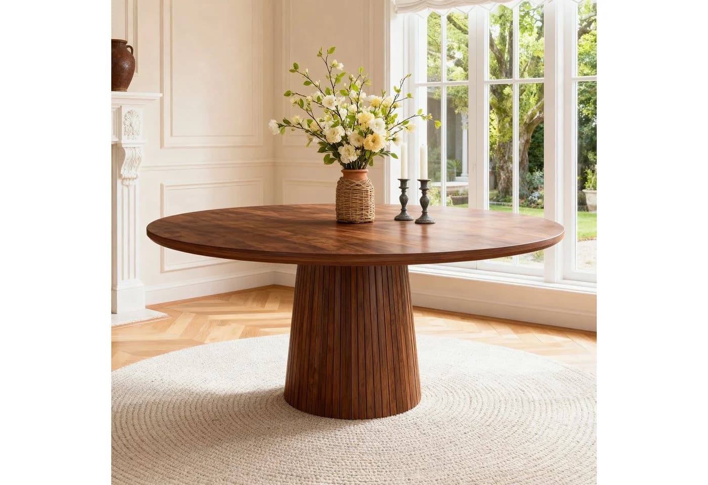 Celya Runder Esstisch 110 cm Landhausstil Walnussfurnier - Bild 2