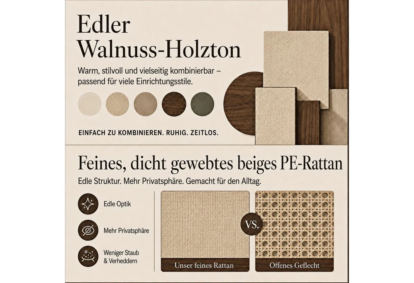Celya Kommode 6 Schubladen Walnuss Rattan-Optik Modern - Bild 4