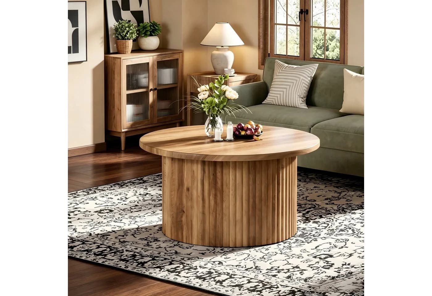 Celya Couchtisch Rund Braun Metallgestell Holzoptik - Bild 5