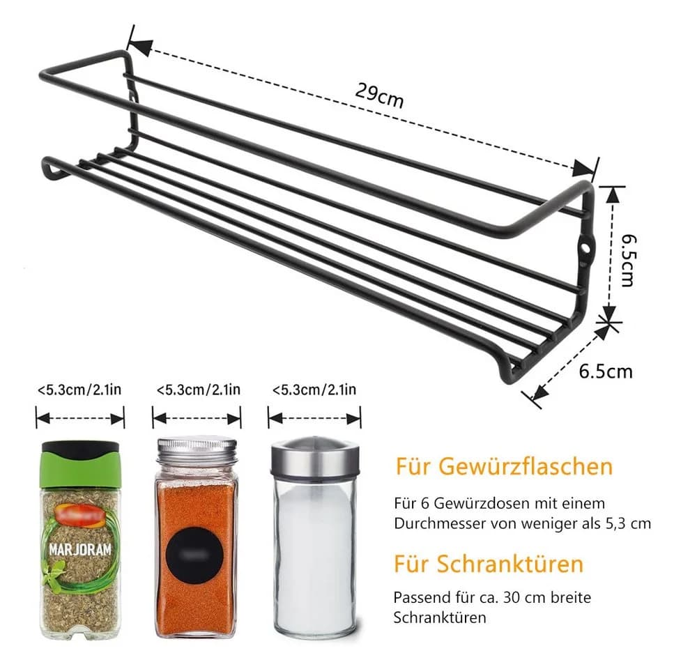 TUWENA Gewürzregal Wand 4-Etagen Metall