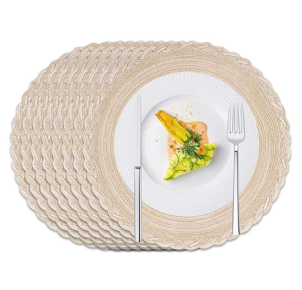 TUWENA Platzset 6er Set Boho Tischset Rund Geflochten, 38 cm - Bild 2