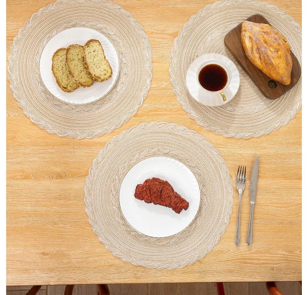 TUWENA Platzset 6er Set Boho Tischset Rund Geflochten, 38 cm - Bild 4