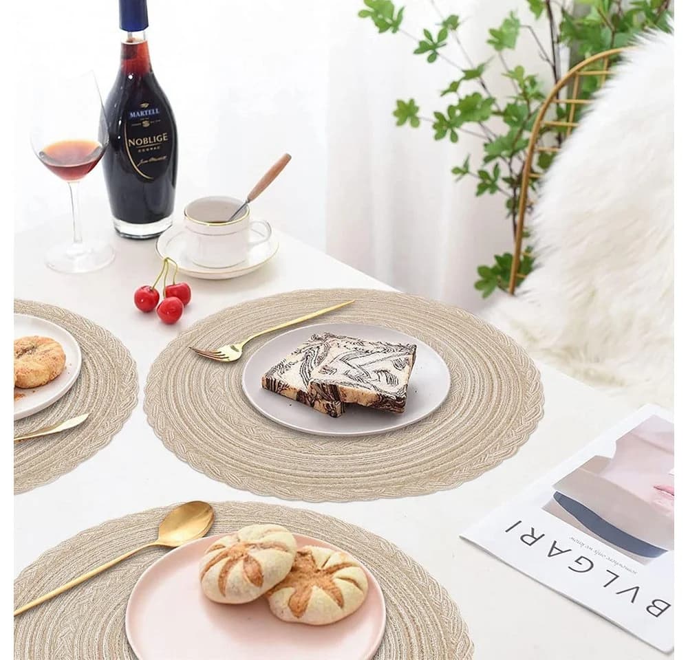 TUWENA Platzset 6er Set Boho Tischset Rund Geflochten, 38 cm - Bild 5