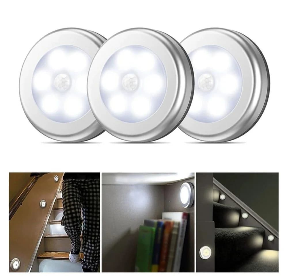 TUWENA Wandleuchte 3 Pack Nachtlicht Bewegungsmelder Silber - Bild 2