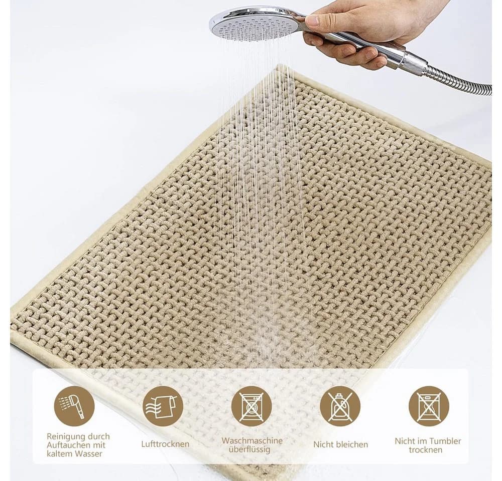 TUWENA Badematte Chenille Weich Rutschfest Waschbar - Bild 5