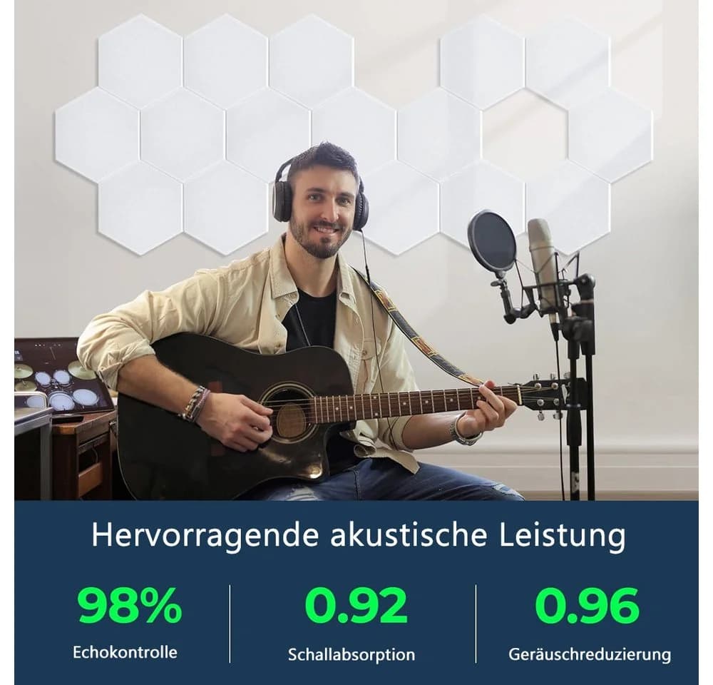 TUWENA Akustikplatte Selbstklebend 12er Set Schwarz/Weiß - Bild 3