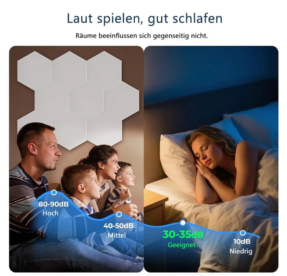 TUWENA Akustikplatte Selbstklebend 12er Set Schwarz/Weiß - Bild 4