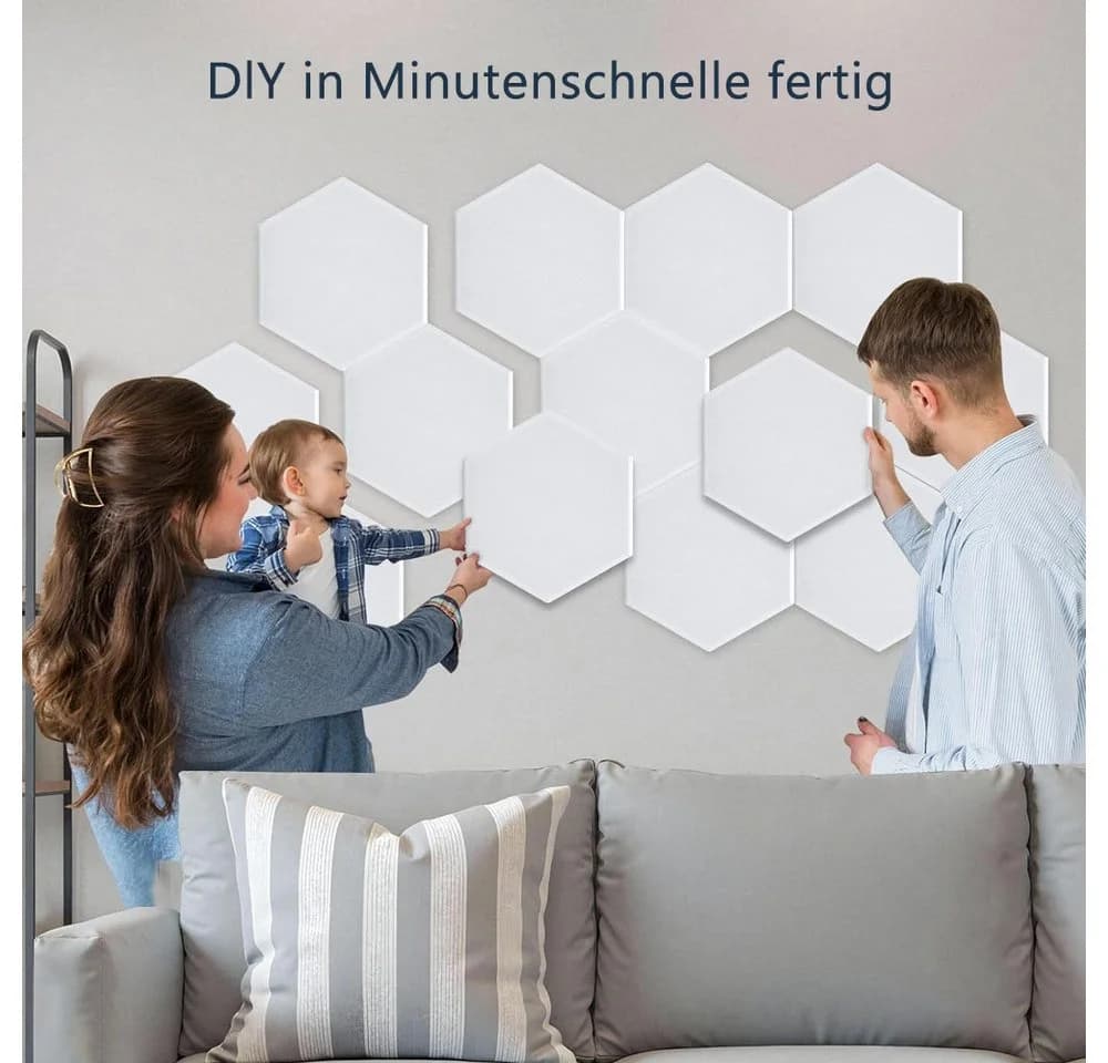 TUWENA Akustikplatte Selbstklebend 12er Set Schwarz/Weiß - Bild 5