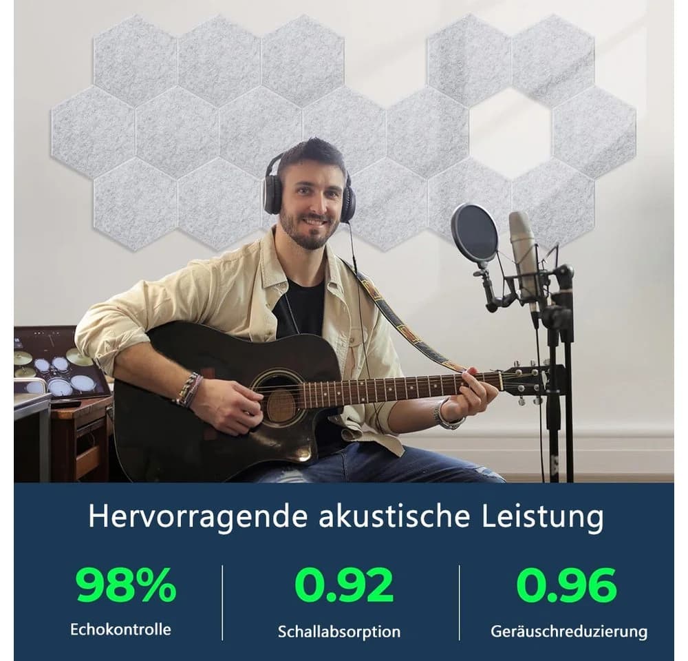 TUWENA Akustikplatte Selbstklebend 12er Set Silber Grau - Bild 3