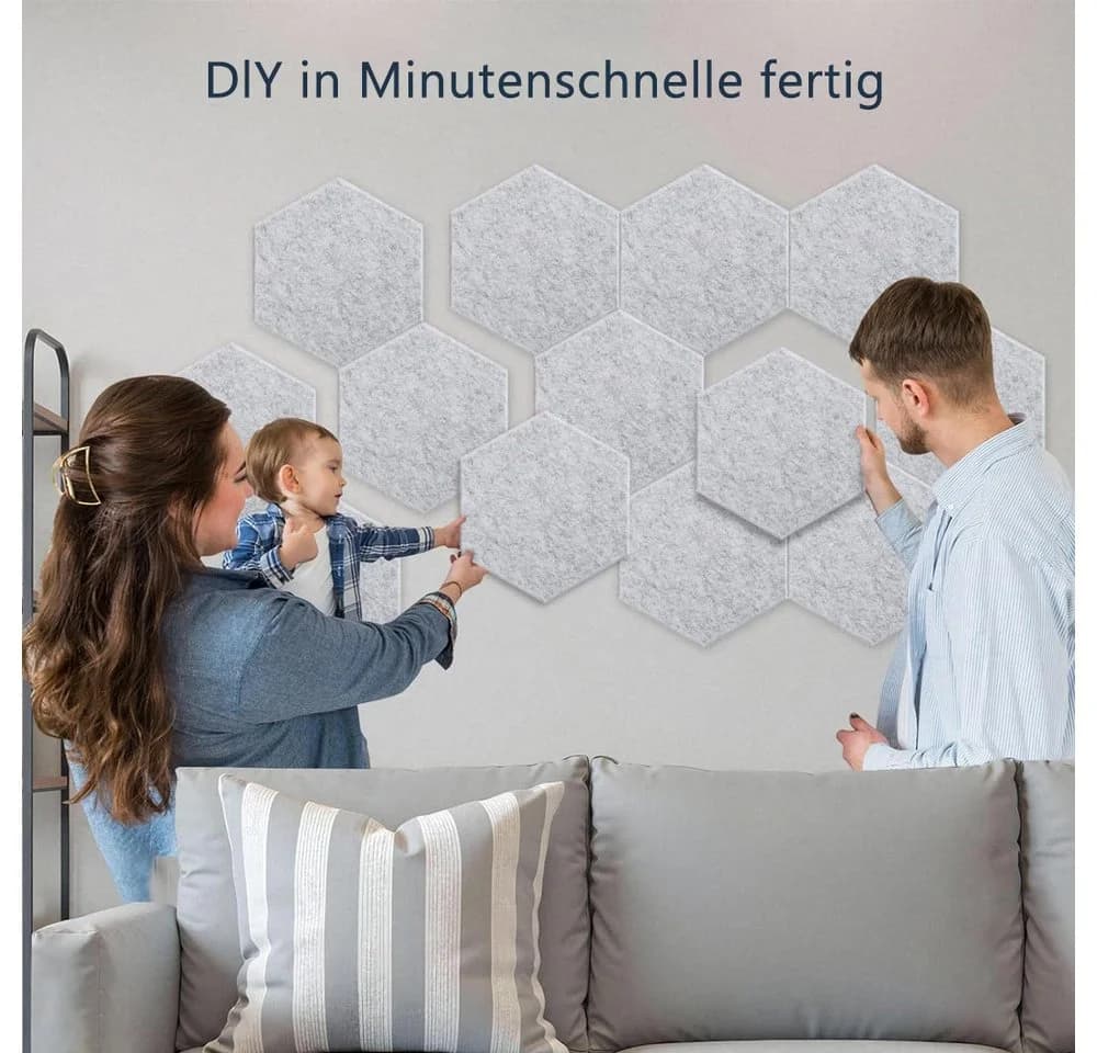 TUWENA Akustikplatte Selbstklebend 12er Set Silber Grau - Bild 5