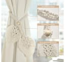 TUWENA Boho Gardinenhalter Baumwolle Seilvorhang-Raffhalter 2 Pack Beige Bild 3