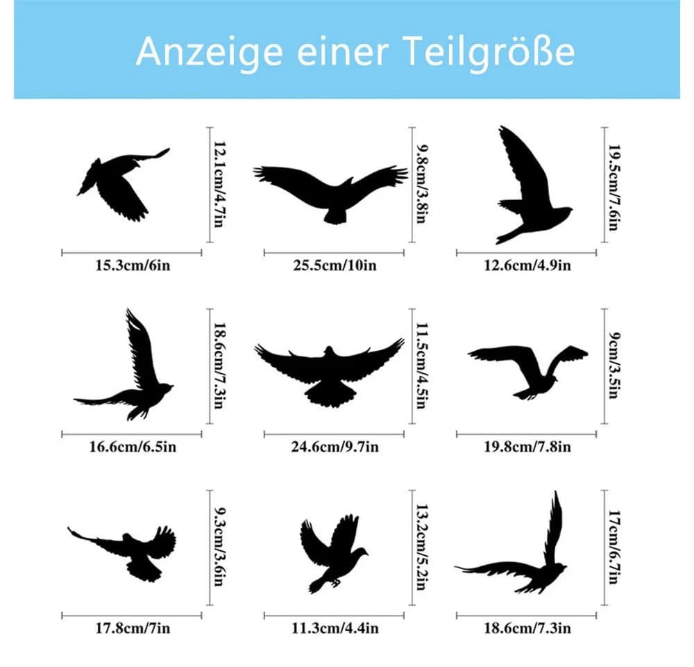 TUWENA Vogelschutz Aufkleber Schwarz 37 Stück PVC Fensteraufkleber - Bild 3