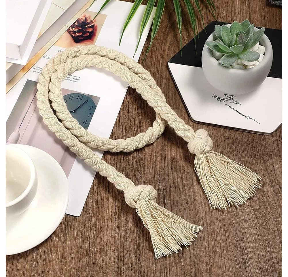 TUWENA Raffhalter Vorhang Seil 4 St. Baumwolle Beige - Bild 4
