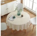 TUWENA Tischdecke Beige Abwaschbar Leinen Baumwolle mit Quaste Bild 2