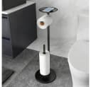 TUWENA Toilettenpapierhalter Stehend mit Ablage Oben Schwarz Bild 2