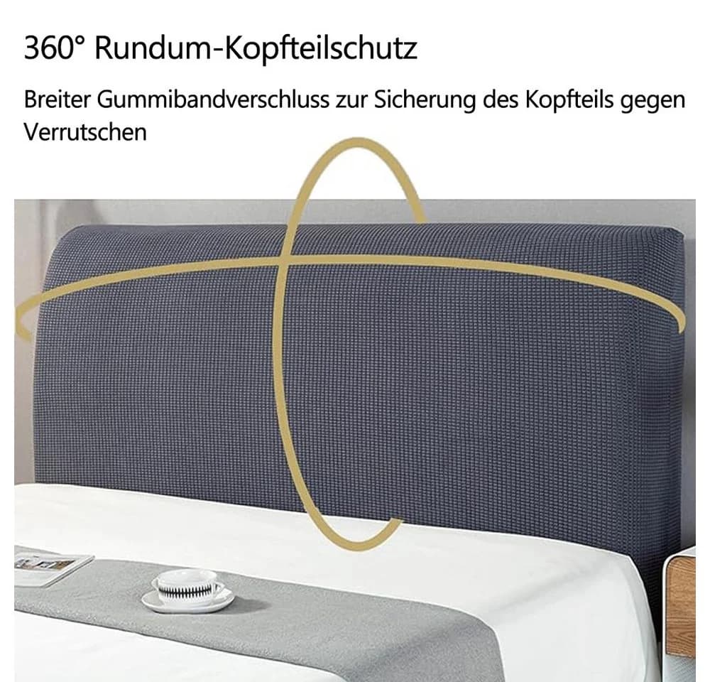 TUWENA Bett Kopfteil Bezug Stretchbar Staubdicht Dunkelgrau - Bild 4