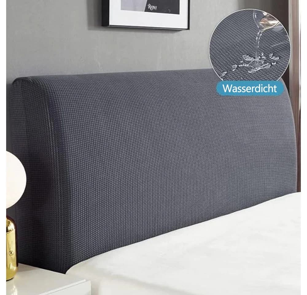 TUWENA Bett Kopfteil Bezug Stretchbar Staubdicht Dunkelgrau - Bild 5