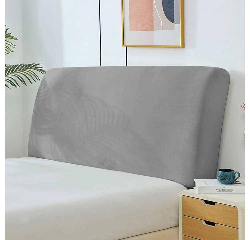 TUWENA Bett Kopfteil Bezug Weicher elastischer Samtstoff Staubdicht Bezug - Bild 2