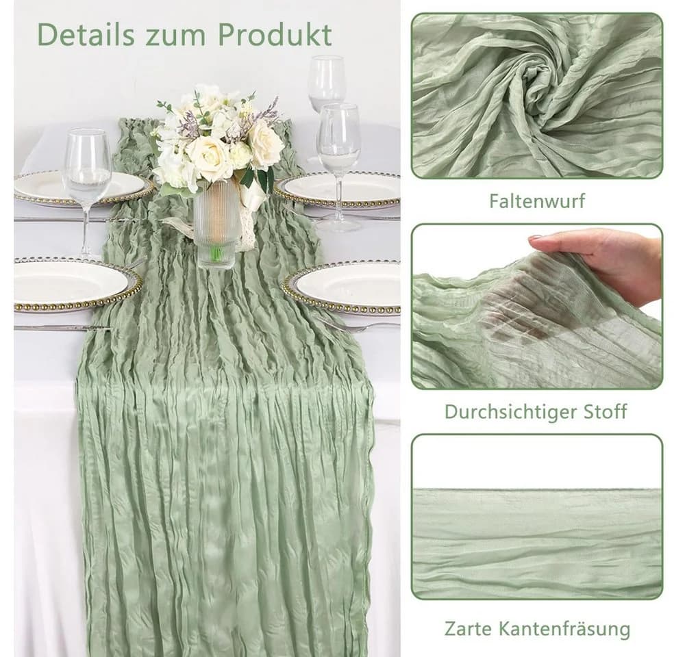 TUWENA Tischläufer Boho Gaze Polyester Beige/Grau/Rosa