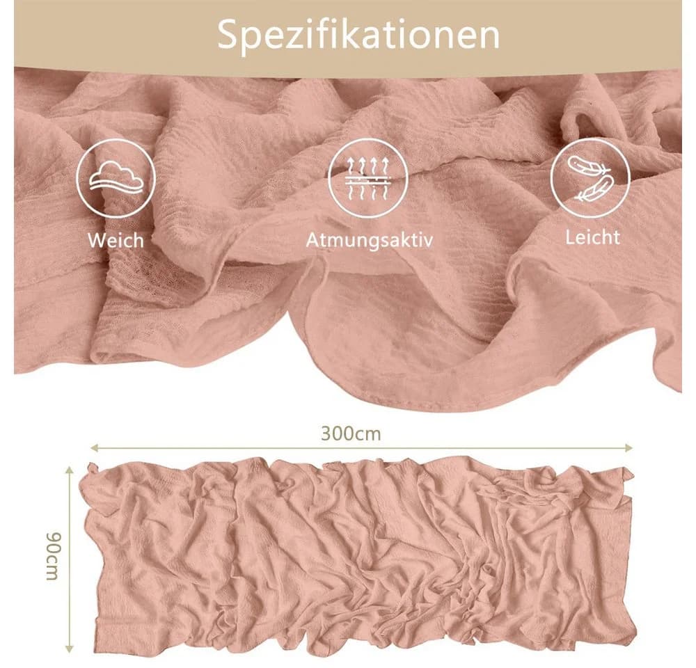 TUWENA Tischläufer Boho Gaze Tischläufer Lotuswurzel Rosa