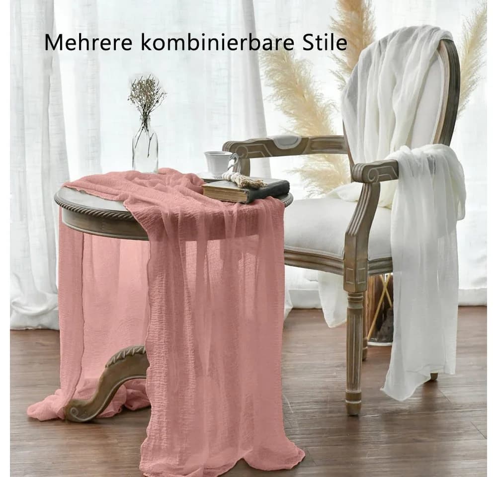 TUWENA Tischläufer Boho Gaze Tischläufer Lotuswurzel Rosa - Bild 3
