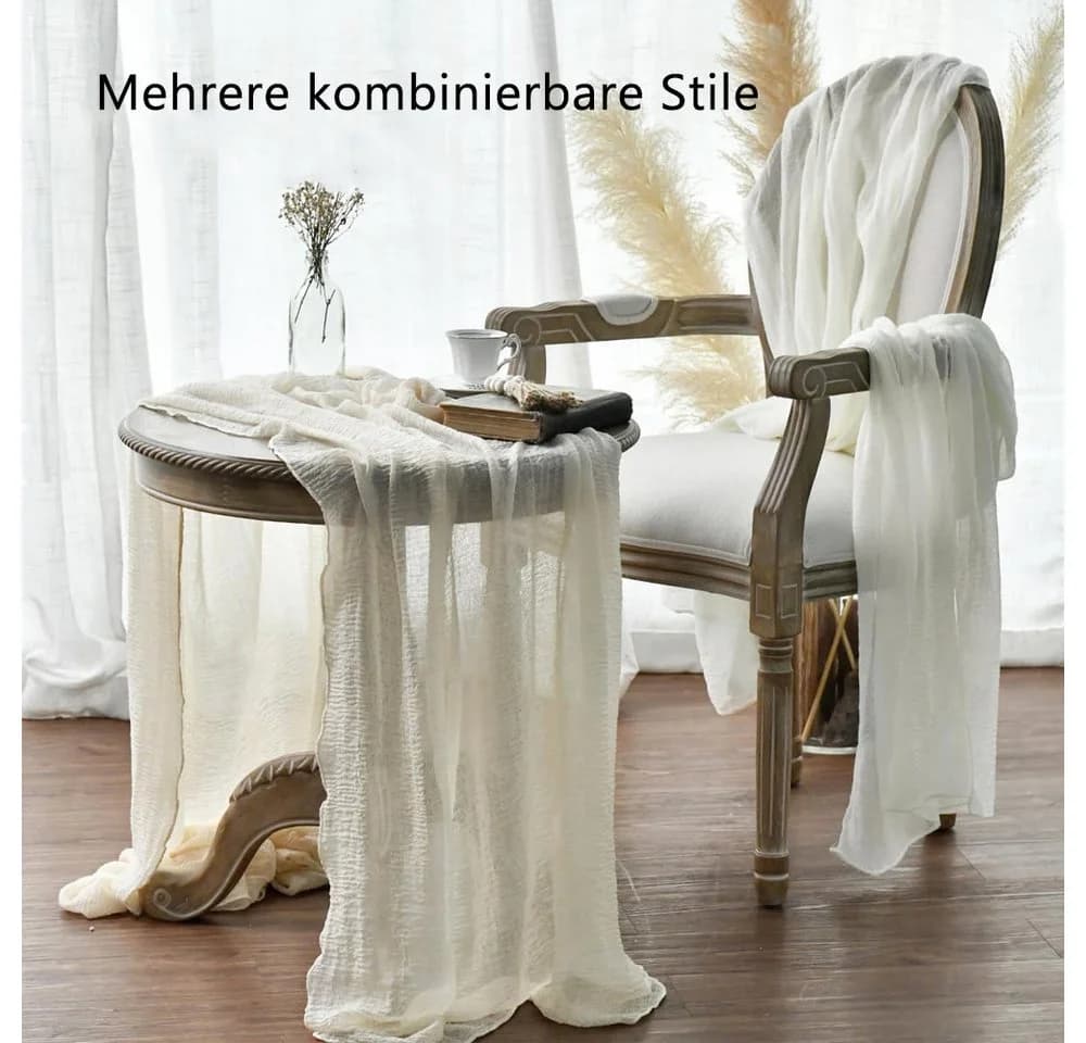 TUWENA Tischläufer Boho Gaze Tischläufer, Gaze-Käsetuch-Tischläufer, Hochzeits-Tischläufer - Bild 3