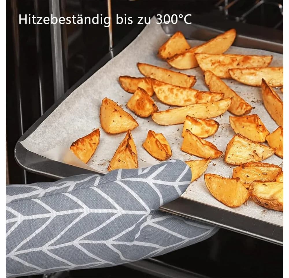 TUWENA Topfhandschuhe Grau - Hitzebeständige Kochhandschuhe mit Topflappen - Bild 4
