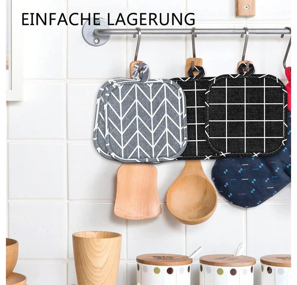 TUWENA Topfhandschuhe Grau - Hitzebeständige Kochhandschuhe mit Topflappen - Bild 5