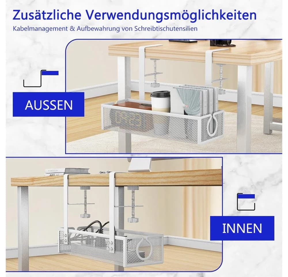TUWENA Kabelkanal mit Klemme für Schreibtisch, Kabelmanagement Organizer - Bild 4