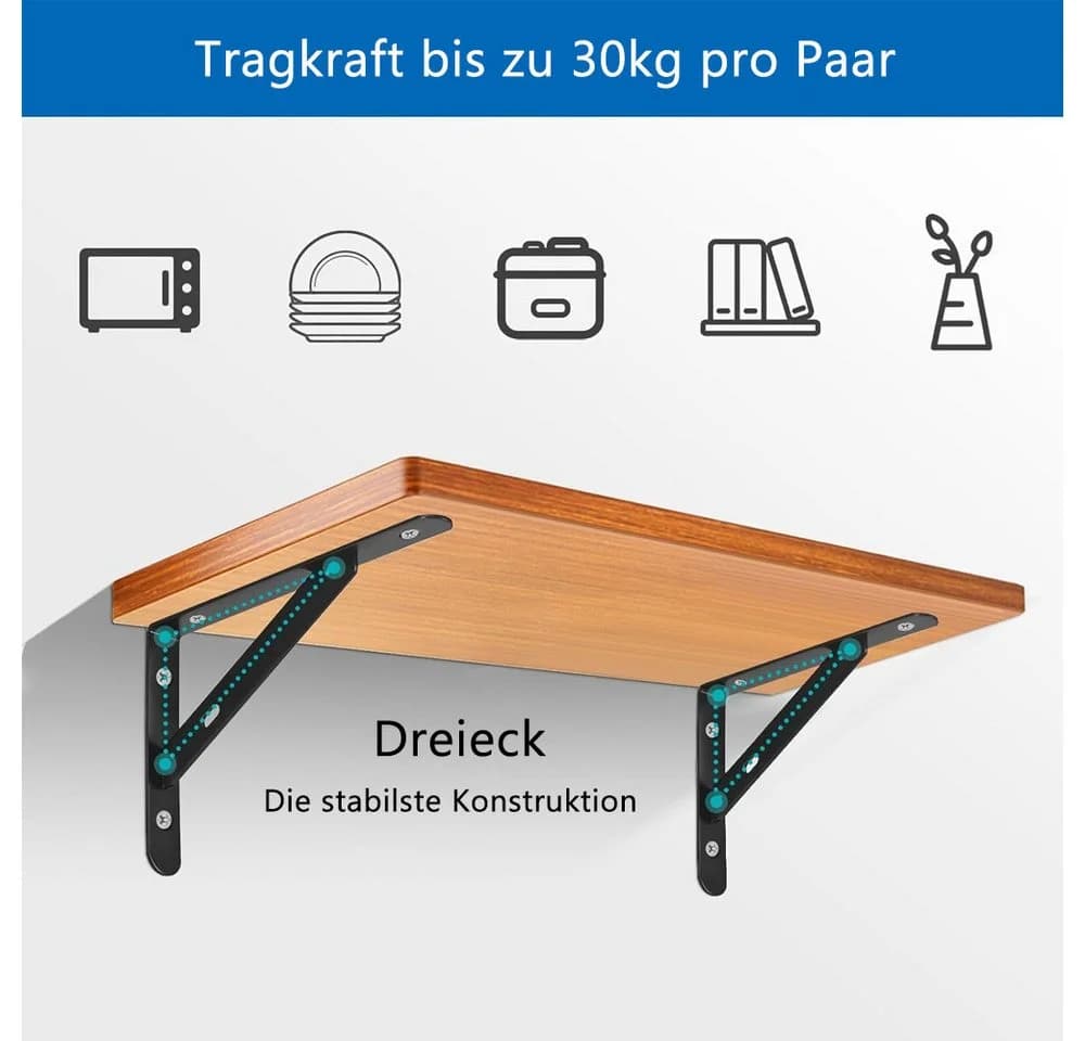 TUWENA Wandregalhalter 8 Stück Regalwinkel Schwerlast Metall - Bild 3