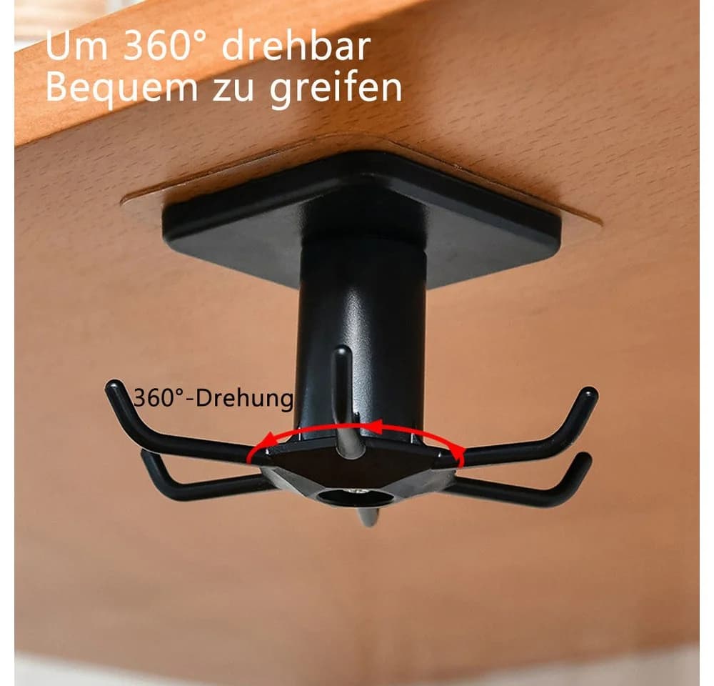 AFKSMILE Hakenleiste Schwarz 360° drehbar Selbstklebend - Bild 3