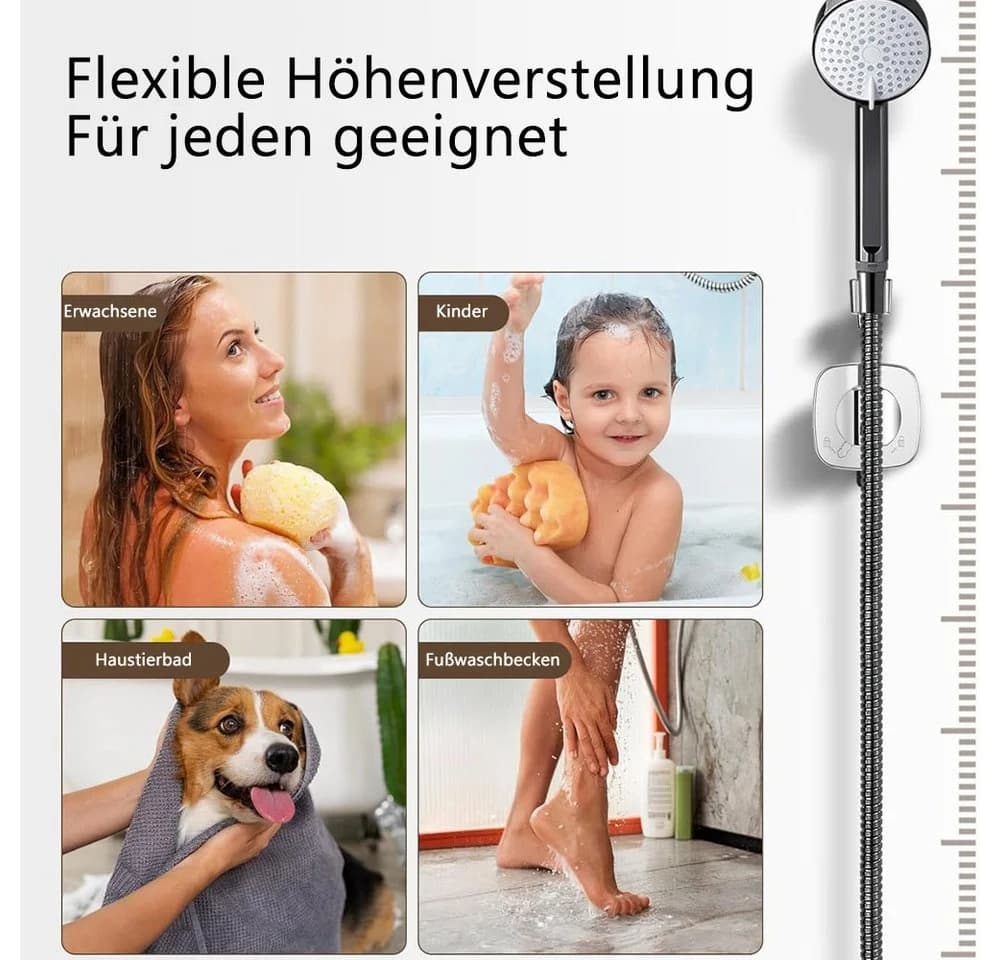 AFKSMILE Brausehalter 360° Drehbar mit Saugnapf Schwarz/Silber - Bild 5