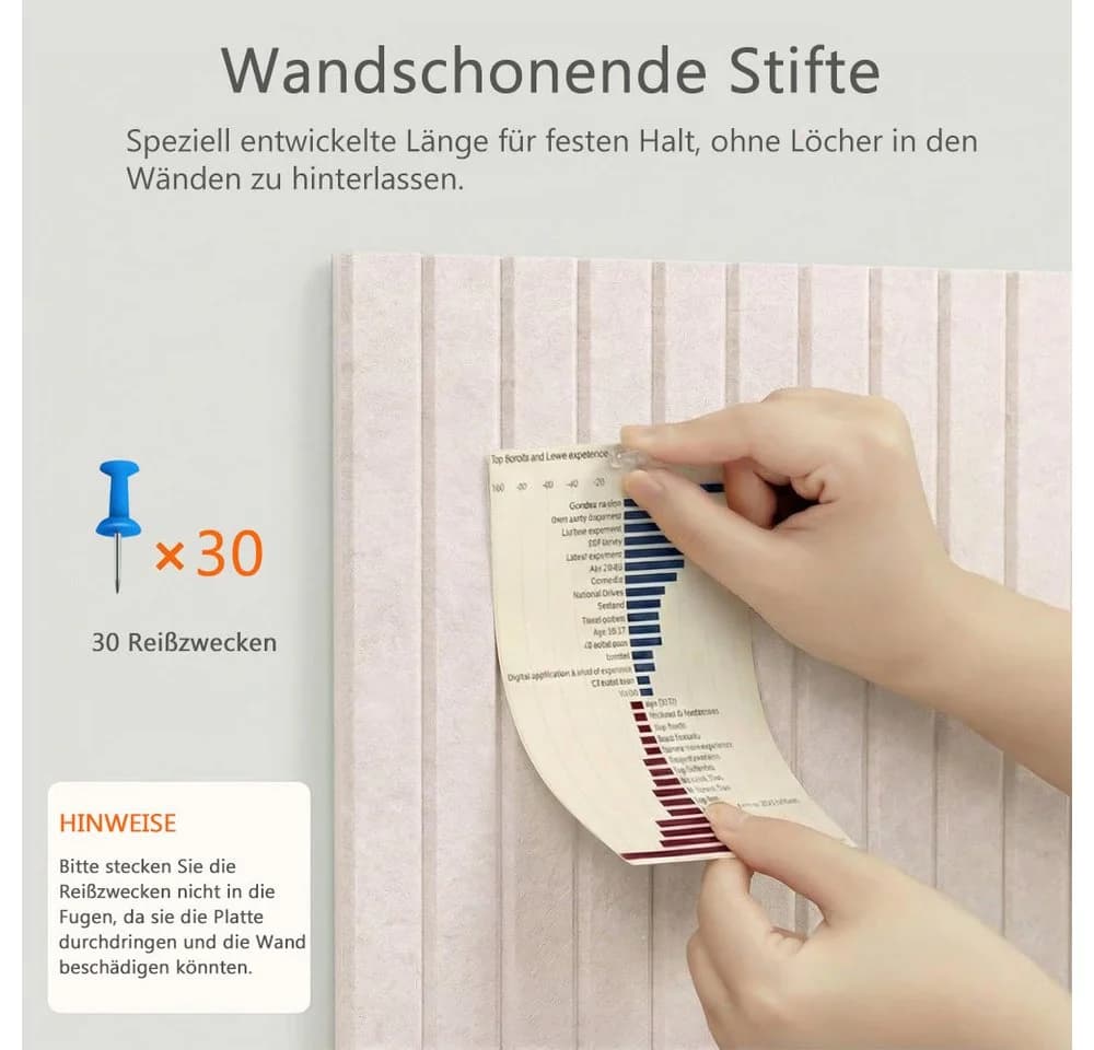 AFKSMILE Selbstklebende Pinnwand aus Filz Beige Schwarz 120x90cm - Bild 3