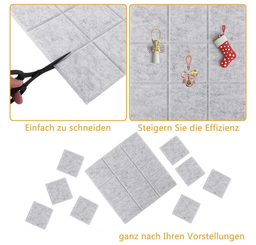 AFKSMILE 12-teilige Filz-Pinnwand Selbstklebend Grau/Schwarz - Bild 4