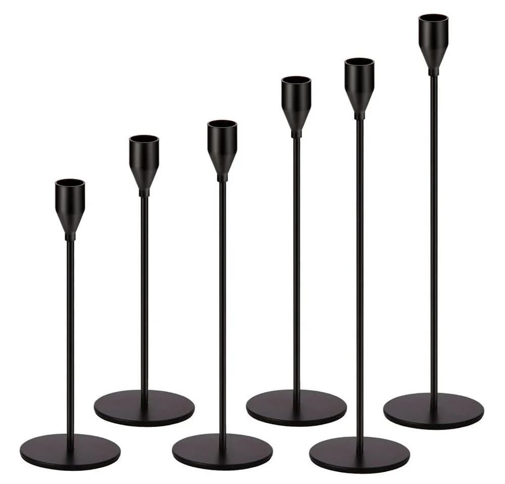 AFKSMILE Kerzenhalter 6 Stück Metall Schwarz/Gold - Bild 2