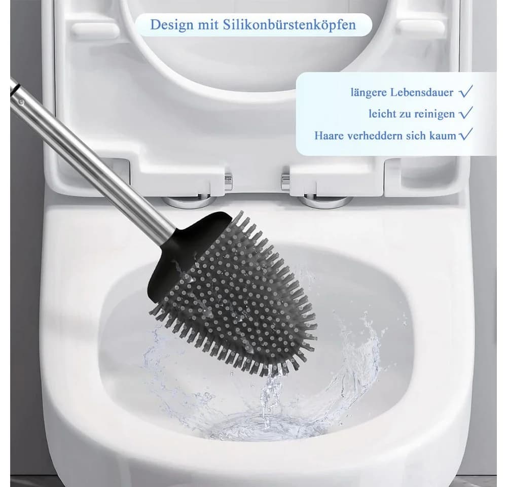 AFKSMILE WC-Reinigungsbürste Silikon mit Halter Schwarz - Bild 4