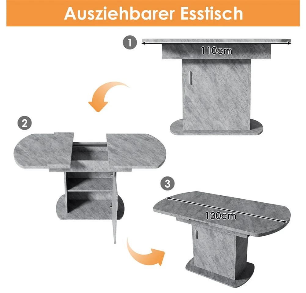 Sweiko Ausziehbarer ovaler Esstisch mit Stauraum - Bild 5