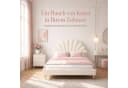 Simurq Polsterbett 140x200cm Samt Blumenkopfteil Beige Bild 3