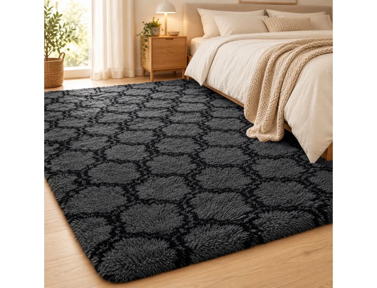 Lochas Hochflor-Teppich Shaggy Grau Anthrazit Geometrisch - Bild 3
