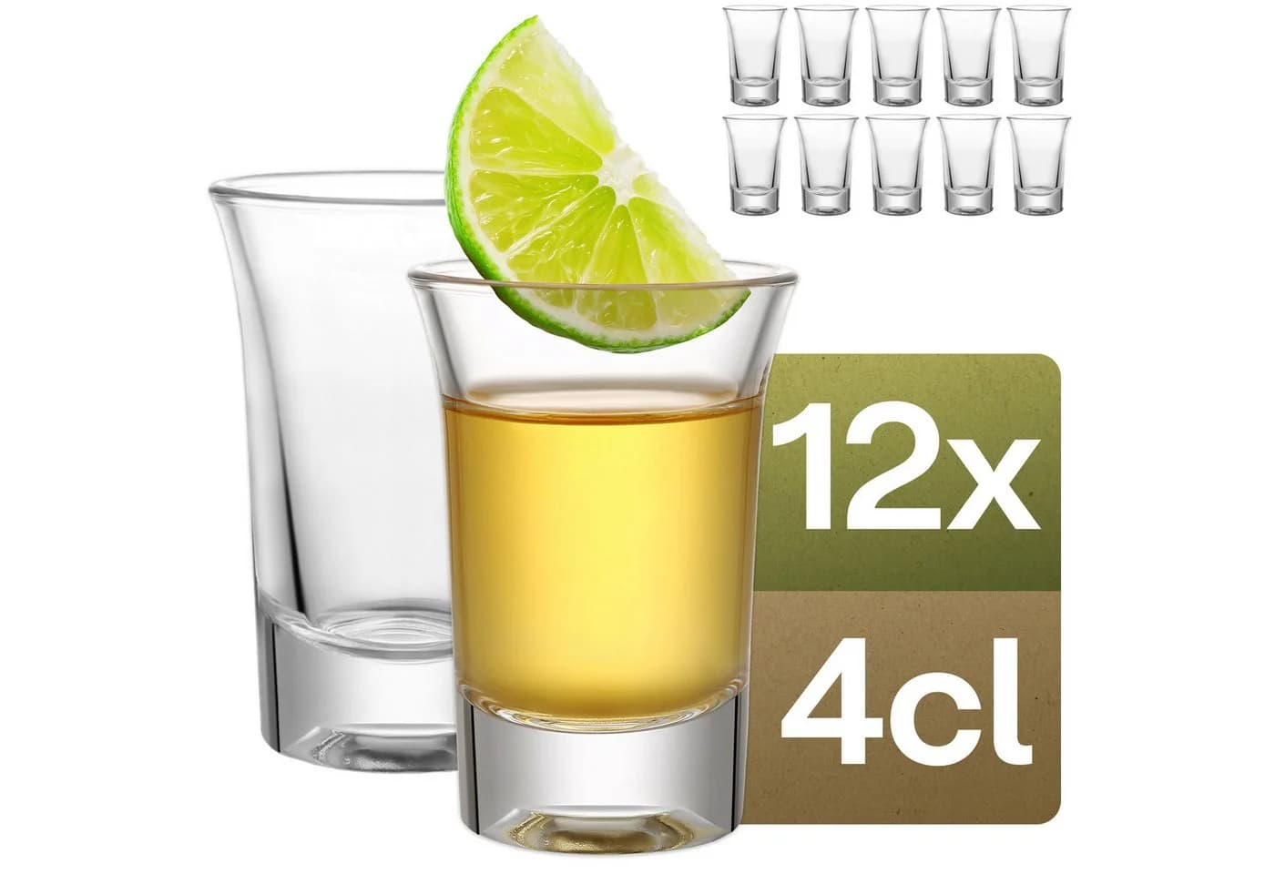 Praknu Schnapsglas 12er Set Glas Transparent Spülmaschinenfest - Bild 2