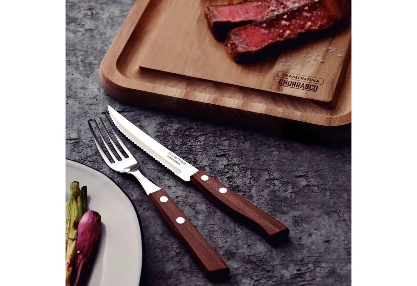 Tramontina Steakbesteck TRADICIONAL 12-tlg. Edelstahl Holzgriff - Bild 5