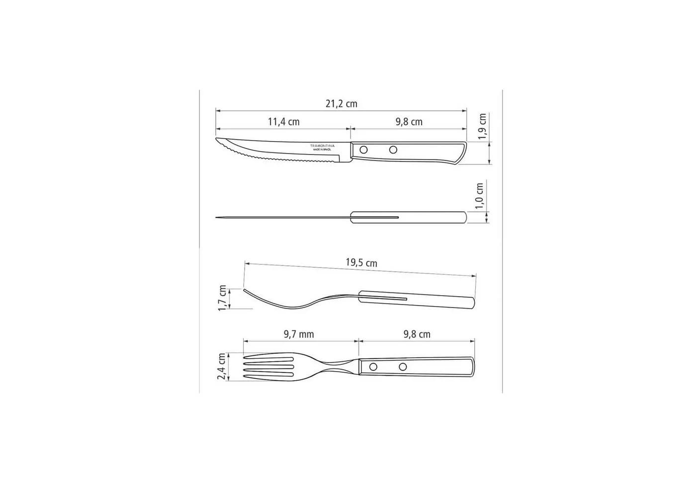 Tramontina Steakbesteck 12-tlg. Set mit FSC Holzgriff Edelstahl - Bild 5