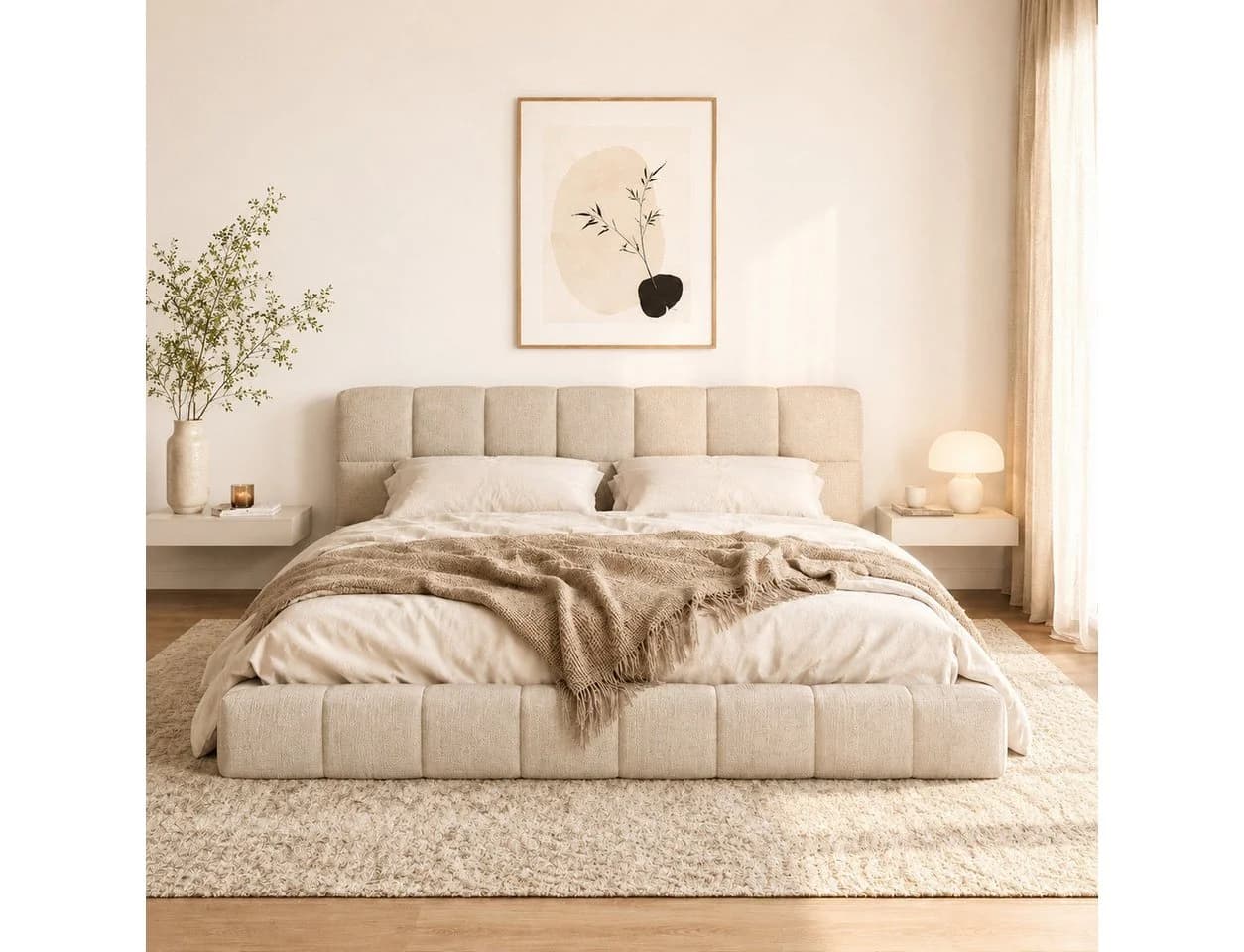 Simurq Polsterbett Bubble Beige/Grau mit Lattenrost - Bild 2