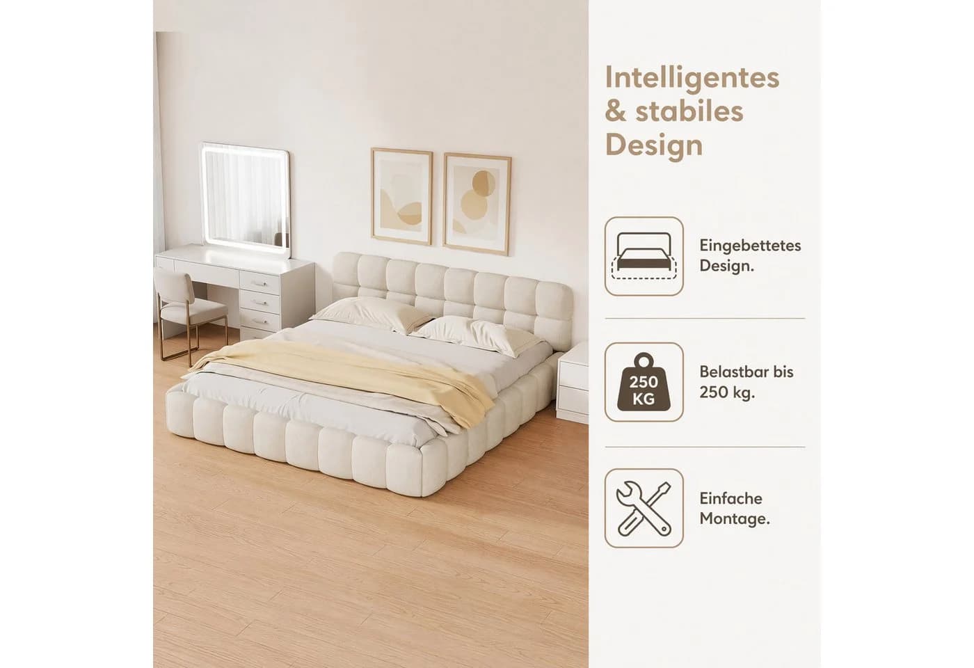 Simurq Polsterbett Bubble Beige/Grau mit Lattenrost - Bild 3