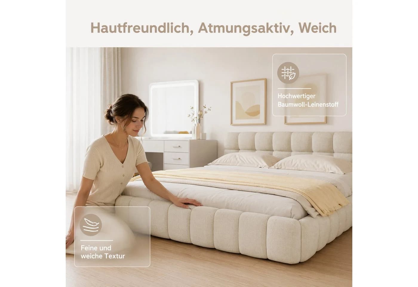 Simurq Polsterbett Bubble Beige/Grau mit Lattenrost - Bild 5