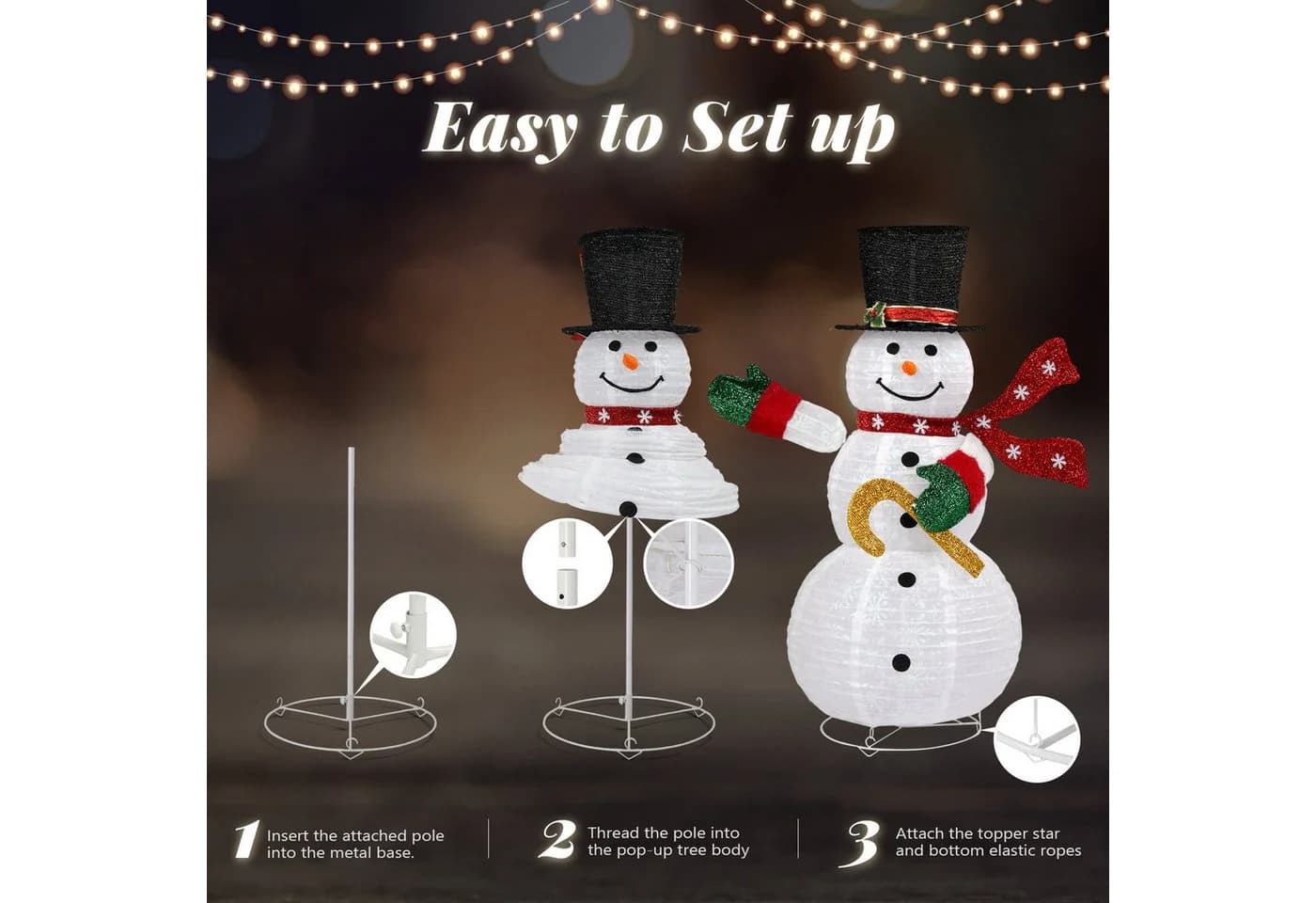 FANNOU Pop-Up Schneemann 100 LEDs Wasserdicht Garten - Bild 4