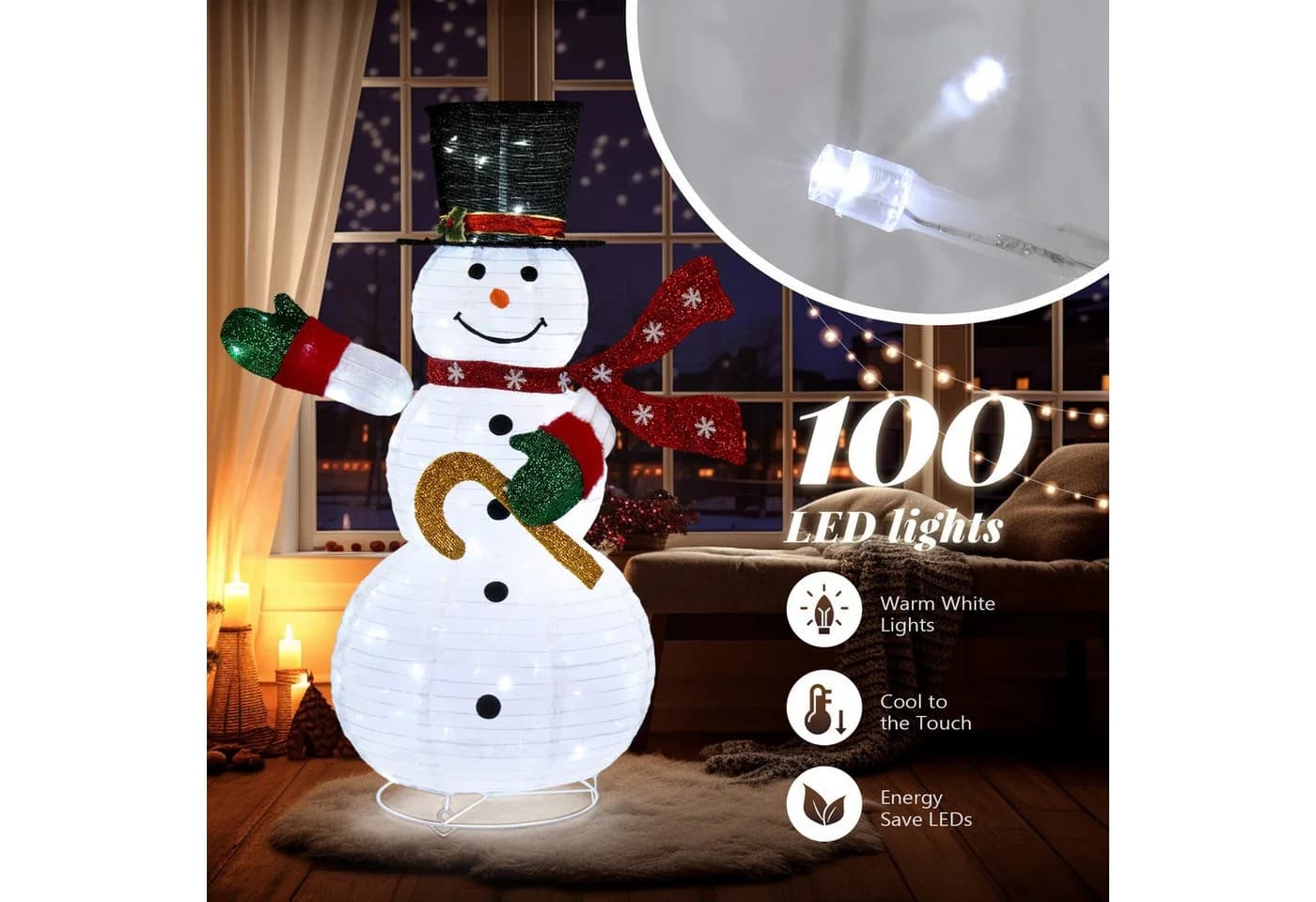 FANNOU Pop-Up Schneemann 100 LEDs Wasserdicht Garten - Bild 5