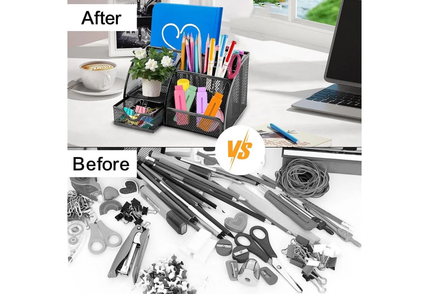 HT Schreibtisch Organizer Mesh Metall Platzsparendes Desk Organizer für Büro Zuhause Schule