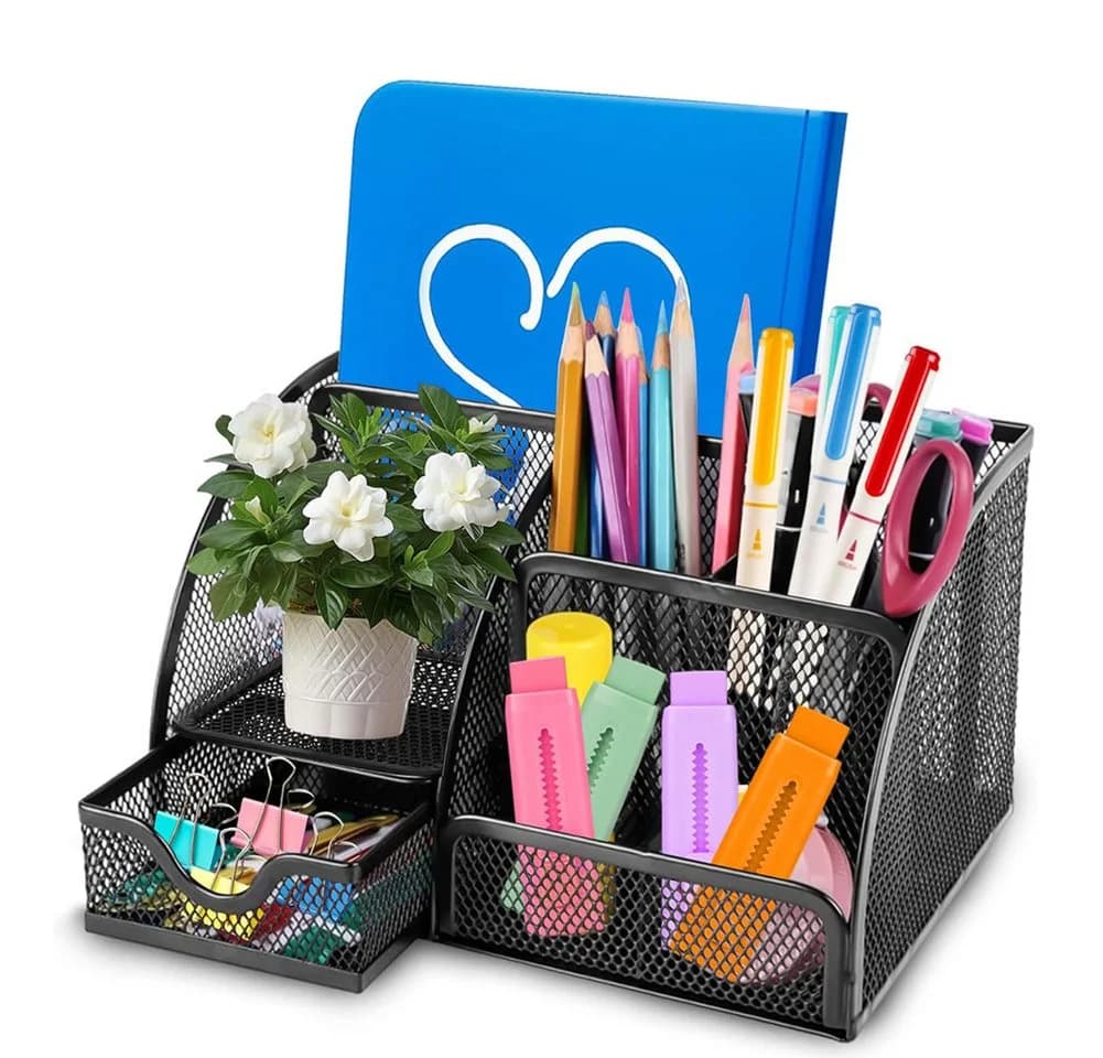 HT Schreibtisch Organizer Mesh Metall Platzsparendes Desk Organizer für Büro Zuhause Schule - Bild 2